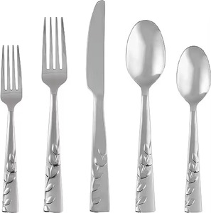 Lot de 5 couverts en acier inoxydable fini multicolore parfait pour la table à manger ustensiles de cuisine usage quotidien poignée Design Premium - Product Image 4