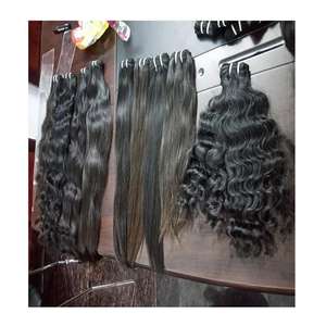 Extensiones de cabello humano ondulado natural indio crudo de flujo de seda, extensiones de cabello Remy de templo virgen, extensiones de cabello humano ondulado sin enredos suaves al por mayor - Product Image 3