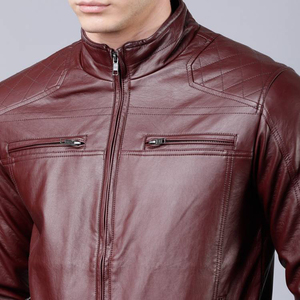 Chaqueta de cuero cálida de invierno para hombre, cuello mandarín, estilo motorista, mangas completas, chaqueta de cuero de moda para hombre a la venta en cantidad a granel - Product Image 6