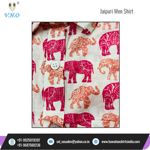 Meilleure qualité main bloc Jaipuri coton tissu à la main respectueux de la peau à manches courtes hommes coton tissu chemise décontractée à vendre - Product Image 4