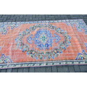 Tapis turc vintage en laine 4,4x8 pieds, motif patchwork à bordure rouge avec envers en latex, décoration intérieure écologique - Product Image 3