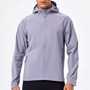 Verano Color brillante 100% Poliéster Imprimir Su logotipo Ligero Cremallera completa Chaqueta de gimnasio ligera Portátil Impermeable Liso teñido - Product Image 1