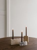 Porte-bougie en travertin argenté, support à deux bougies, minimaliste, artisanal, base de bougie en pierre pour une décoration élégante de la maison et des événements