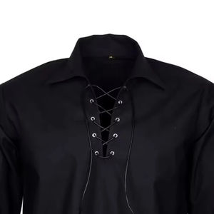 Traditional Jacobite <b>Shirt</b> With Lace-Up Neckline in Soft <b>Linen</b> Perfect for Historical Reenactments Authentic - Product Image 4