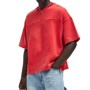 OEM Custom <b>Men's</b> Crew Neck Short Sleeve 100% Cotton <b>T</b>-<b>Shirt</b> High Quality Knitted Oversized Drop Shoulder for <b>Men</b> - Product Image 4