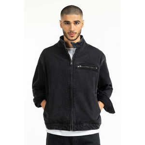 แจ็คเก็ตยีนส์ทรงปกติสำหรับฤดูใบไม้ร่วง ODM ชุดทำงานและสไตล์สตรีท ไซส์ XS คอตั้ง ปิดด้วยซิป รุ่น MN-JKT-WS25-050 - Product Image 3