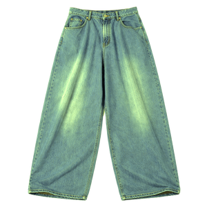 Jean baggy en denim 100 % coton pour homme, coupe extra large, ample, délavé clair, teint en pièce, pantalon décontracté OEM - Product Image 5