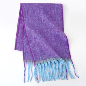 2025 New Winter <b>Scarves</b> Women College Students Two Tone Contrast Color Mohair Thick Fuzzy <b>Fluffy</b> Warm Fringed Oblong <b>Scarf</b> - Product Image 4
