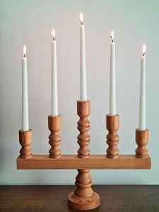 Natural Wood <b>Christmas</b> Bridge Arch LED Electric <b>Lighted</b> Candelabra Seven <b>Bulb</b> Window Decoration Pine Holiday Tabletop Indoor Set - Product Image 2