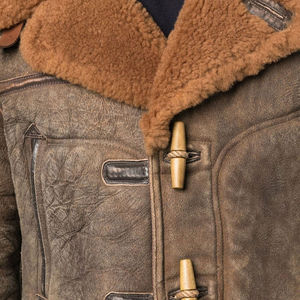 Vêtement d'extérieur en cuir vert olive sur mesure en gros avec col et ourlet en tricot côtelé, veste bomber en daim pour hommes - Product Image 6