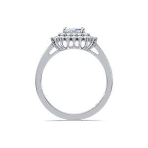 Anillo de compromiso de lujo con doble halo de diamantes de corte esmeralda de 1.45 quilates en oro amarillo, blanco y rosa de 14 quilates. |   Anillo de Aniversario para Mujer - Product Image 4