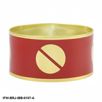 Bracelet manchette KENWAY SARTAJ pour femme, fait main en laiton émaillé, motif vis industriel rouge or audacieux, style moderne et minimaliste