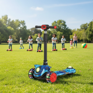 Trottinettes pour enfants avec siège, pour 2-8 ans, tricycle lumineux pliable avec musique et fonction glissière - Product Image 3