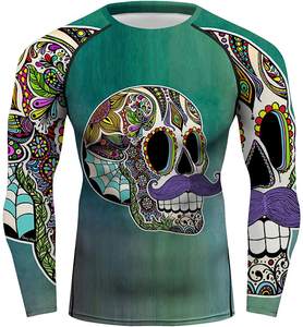 Men's MMA <b>Surfing</b> Custom Printed Rash Guard Embossed Logo Design Sublimation Transfer Printing Long Sleeve Elastic Spandex/Nylon - Product Image 4