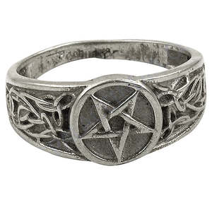 925 Sterling Silver Men's <b>Pentagram</b> <b>Ring</b> Gothic Fashionable Trendy Stainless Steel Inlay Jewelry - Product Image 1