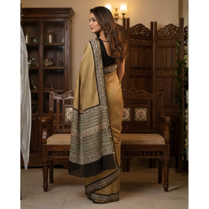 Chal étnico Chanderi con blusa y sari con estampado digital - Product Image 3