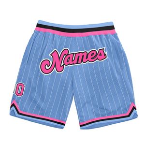 Industrie Direct Engro Sportswear Pantalones cortos de baloncesto Custom Light Blue White Pinstripe Pink-Black Pantalones cortos de baloncesto auténticos - Product Image 1