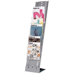 Organizador de Revistas Paperflow Plio, 25 x 115 x 36 cm, Metal con Recubrimiento en Polvo, Transparente, 7 Compartimentos, Expositor para Folletos - Product Image 1