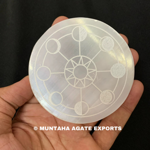 Plaque de Recharge en Cristal de Sélénite la Plus Vendue, Pierre de Guérison de Haute Qualité, Décoration Énergétique, Technique Brute, Ronde, Feng Shui - Product Image 1