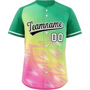 Maillot de Baseball Jeune Adulte Bouton Up Sublimation Graphique Personnalisé Nom De L'équipe Numéro Maille Tissu Softball Uniforme Broderie - Product Image 2