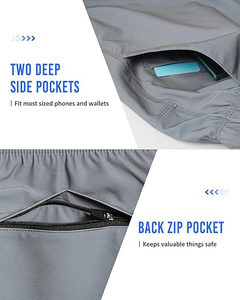 Short d'entraînement respirant Stretch cordon de serrage course sans couture Shorts séchage rapide léger été fermeture éclair poches Shorts pour hommes - Product Image 3