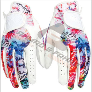 Gants de golf en cuir Cabretta complet à gauche, accessoire de sport respirant avec logo personnalisé et impression camouflage par sublimation - Product Image 1