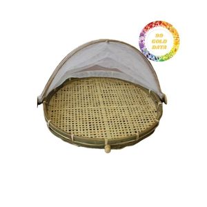 Cesta de Bambú para Limpieza con Tapa de Malla, Bandeja de Servicio de Bambú Resistente Tejida a Mano, Diseñada para Actividades Agrícolas - Product Image 6