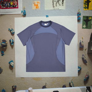 T-shirt sportif pour homme à manches raglan, coupe classique, col rond, color-block, séchage rapide, en polyester tricoté, motif uni bleu - Product Image 3
