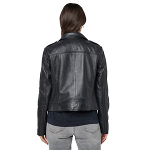 Vestes en cuir noir pour femmes, coupe ajustée, tendance, vestes de moto d'hiver pour filles, vente en gros personnalisée, vestes en cuir décontractées - Product Image 4