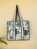 Bolso Tote Vintage Acolchado a Mano con Múltiples Parches, Bolso de Playa de Algodón Kantha para Mujer, con Cierre, Estampado, para Primavera, Verano e Invierno