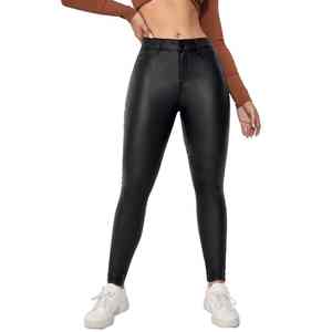 Nueva llegada impermeable bajo precio mujeres PU flaco invierno pantalones planos último diseño para la venta en línea - Product Image 4