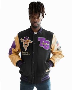 เสื้อแจ็กเก็ตทีมเบสบอลของผู้ชายเสื้อแจ็กเก็ตทีมโรงเรียนปักลายด้วยกำมะหยี่ - Product Image 1