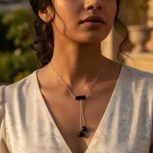 Collier pendentif en argent 925 pour femmes, minimaliste, géométrique, bijoux orthodoxes, perle d'eau douce, zircon, diamant, plaqué rhodium - Product Image 1