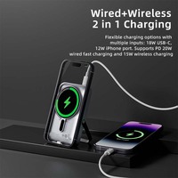 Banque d'alimentation sans fil magnétique 2 en 1 avec écran numérique, câble intégré, 10000 mAh, charge rapide pour téléphone portable, type C