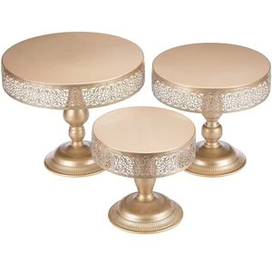 Présentoir à Gâteau Moderne Décoratif de Forme Ronde en Métal, Finition Dorée, pour Mariage, Fête d'Anniversaire, Vente en Gros en Vrac - Product Image 1