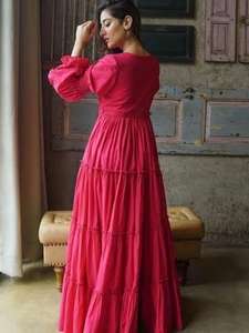 Indian handmade cotton woman style long <b>dress</b> printed party wear <b>dress</b> personalized bride gift summer wear reversible gift - Product Image 3