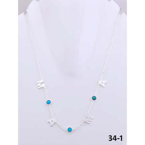 Collier chaîne « Mama » fait main en turquoise et argent sterling du sud-ouest, motif lettre, idéal pour un cadeau - Product Image 2