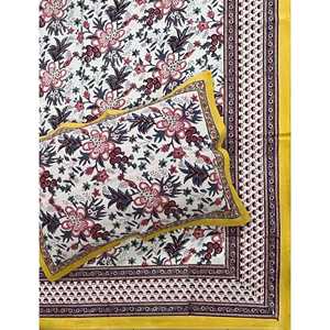 Hand Block Printed King Size 100% Cotton Double Bedsheet Pillow Cover Eco-Friendly Floral <b>Comforter</b> <b>Set</b> for Home 3 Pcs <b>Set</b> - Product Image 1