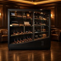 Abschließbare Tabak-Vitrine aus Holz mit LED-Beleuchtung für Tabakläden und Einzelhandel