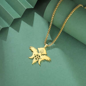 Pendentif Ailes d'Oiseau en Moissanite Plaqué Or 14 carats, Argent Sterling 925, Bijoux Minimalistes Lune et Étoile, Cadeaux pour Hommes et Femmes - Product Image 5