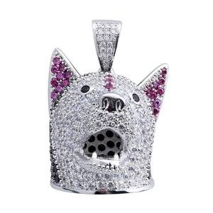 Collier pendentif hip-hop personnalisé en moissanite VVS sertie de diamants avec tête de loup en argent 925 plaqué or au prix le plus bas - Product Image 1