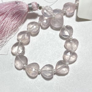 Venta al por mayor 10MM cuarzo rosa facetado forma de corazón Briolette cuentas Natural Vertical taladro piedra cuentas para joyería - Product Image 1