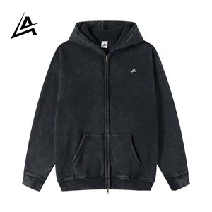 Fabricante de Sudaderas con Capucha Personalizadas con Lavado Ácido, Bordado en Algodón, Estilo Vintage Desgastado, con Cremallera Completa. ¿Por qué esto funciona? - Product Image 1