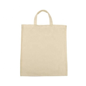 Cute <b>Plain</b> Beige 100% Cotton Tote Bags <b>Large</b> Foldable Capacity Eco-Friendly Woven <b>Canvas</b> Shoulder Handbag Fashionable DIY - Product Image 3