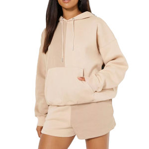 Vente en gros de short et sweat à capuche pour femme, ensemble deux pièces avec logo personnalisé, vêtements de sport à la mode, approvisionnement OEM - Product Image 1