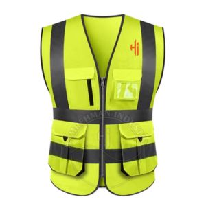 Chaleco de trabajo de seguridad vial con múltiples bolsillos personalizado de seguridad reflectante de alta visibilidad para hombres, naranja, muy buena calidad para hombres, chaleco de algodón - Product Image 3