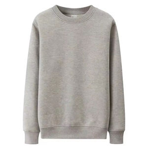 Sudadera informal con cuello redondo acanalado para mujer OEM, sudadera holgada en blanco de manga larga de algodón orgánico 100% para mujer - Product Image 1