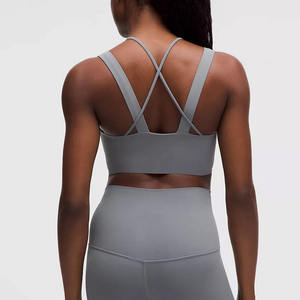 2025 personnalisé léger femmes soutien-gorge de sport couleur unie dos croisé Fitness Gym soutien-gorge grande taille dos nu vêtements de sport sans couture avant - Product Image 3