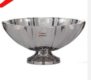 Cuenco para servir de decoración de bodas y fiestas de acero inoxidable con acabado plateado de aspecto clásico para restaurante y bar de hotel - Product Image 1