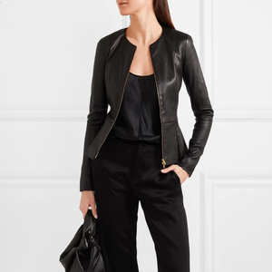 Chaqueta de Cuero Genuino de Alta Calidad para Mujer, Chaqueta de Cuero de Invierno para Mujer, Chaqueta de Motociclista de Cuero de Cordero Genuino para Mujer - Product Image 1